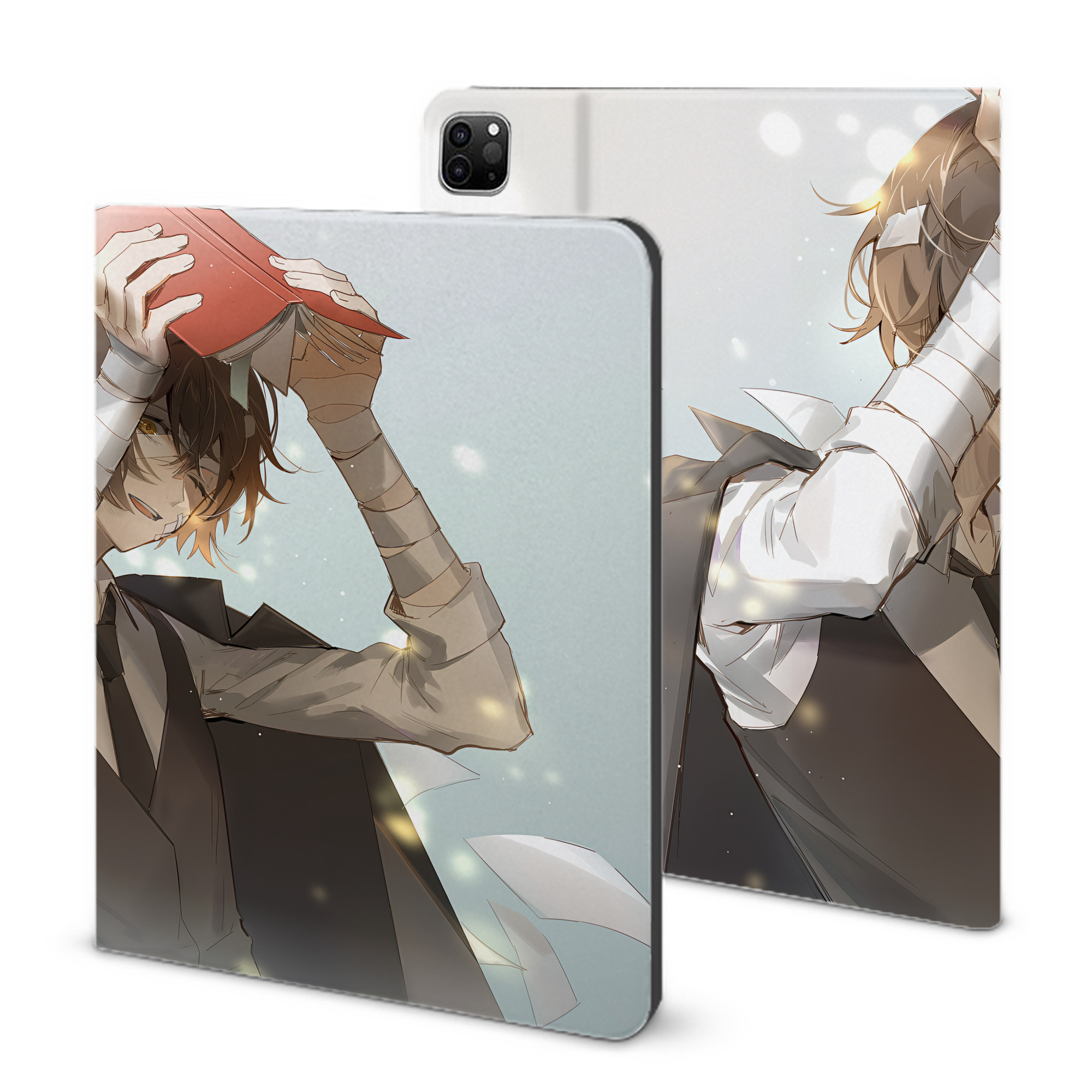 （画像用） 文豪ストレイドッグス Bungo Stray Dogs IPad ケース ブック型 PUレザー TPU 耐衝撃 軽量 薄型 ペン収納なし 全面保護 IPad 各モデル対応